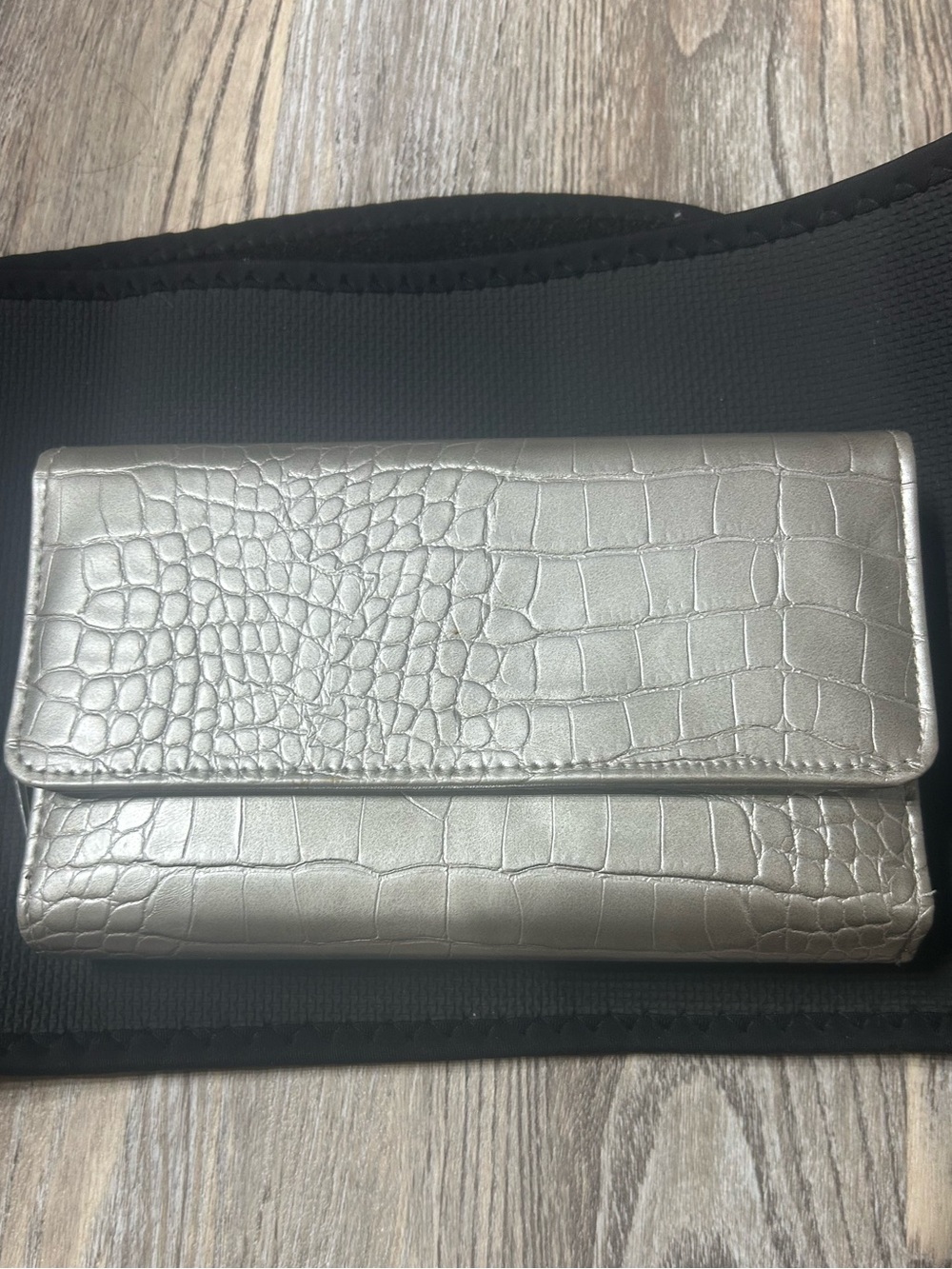 Apt. 9 Silver Croc-Embossed Wallet Clutch